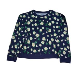 Draper James floral lightweight top front view navy floral print