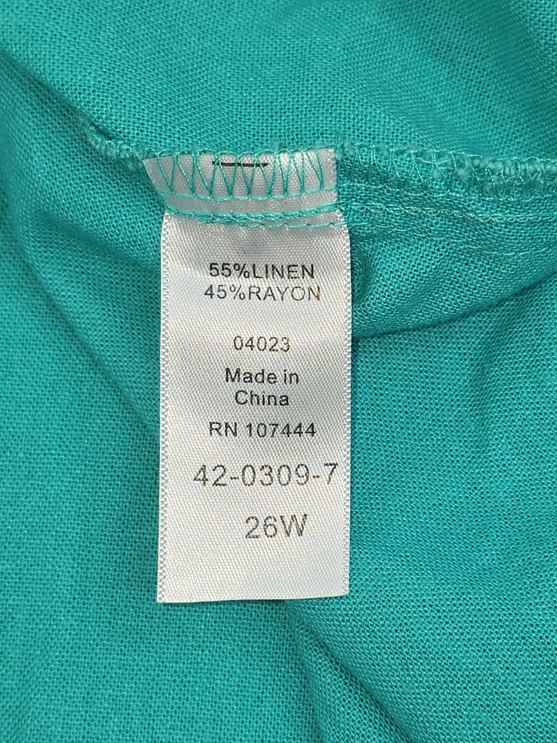 Jessica London linen blend fabric content label 55 linen 45 rayon