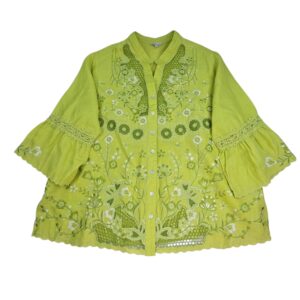 John Mark embroidered linen blouse brand and size tag 2X