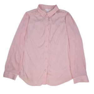 Lauren Conrad pink chiffon blouse plus size 1X button up front view