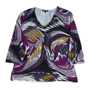 Pierri New York embellished sweater women's size 2X with swirl pattern and beaded V neck