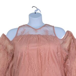 RAIN lace cold shoulder blouse lace fabric close up