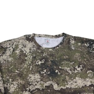 Close-up of the camouflage fabric pattern.