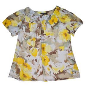 Sara Michelle women's floral chiffon semi sheer blouse size 1X front view