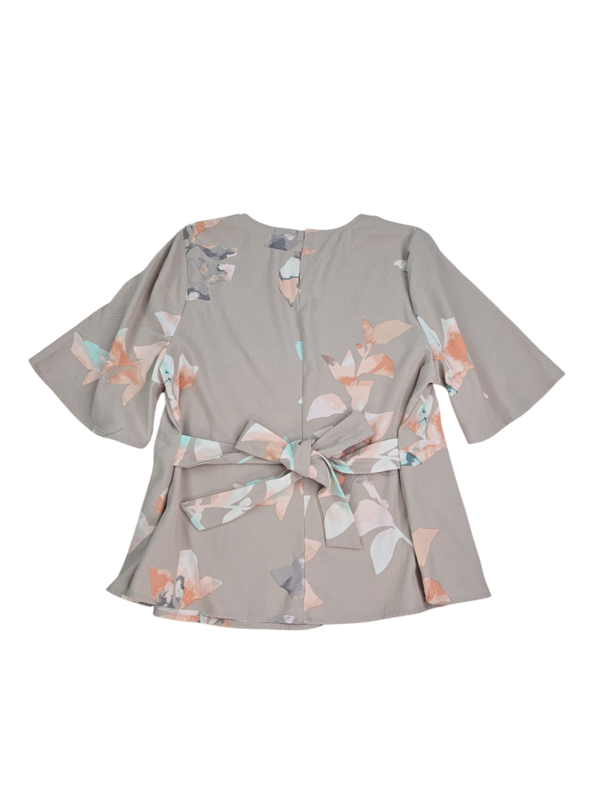 The Limited short sleeve floral blouse women's XL back view tie waist