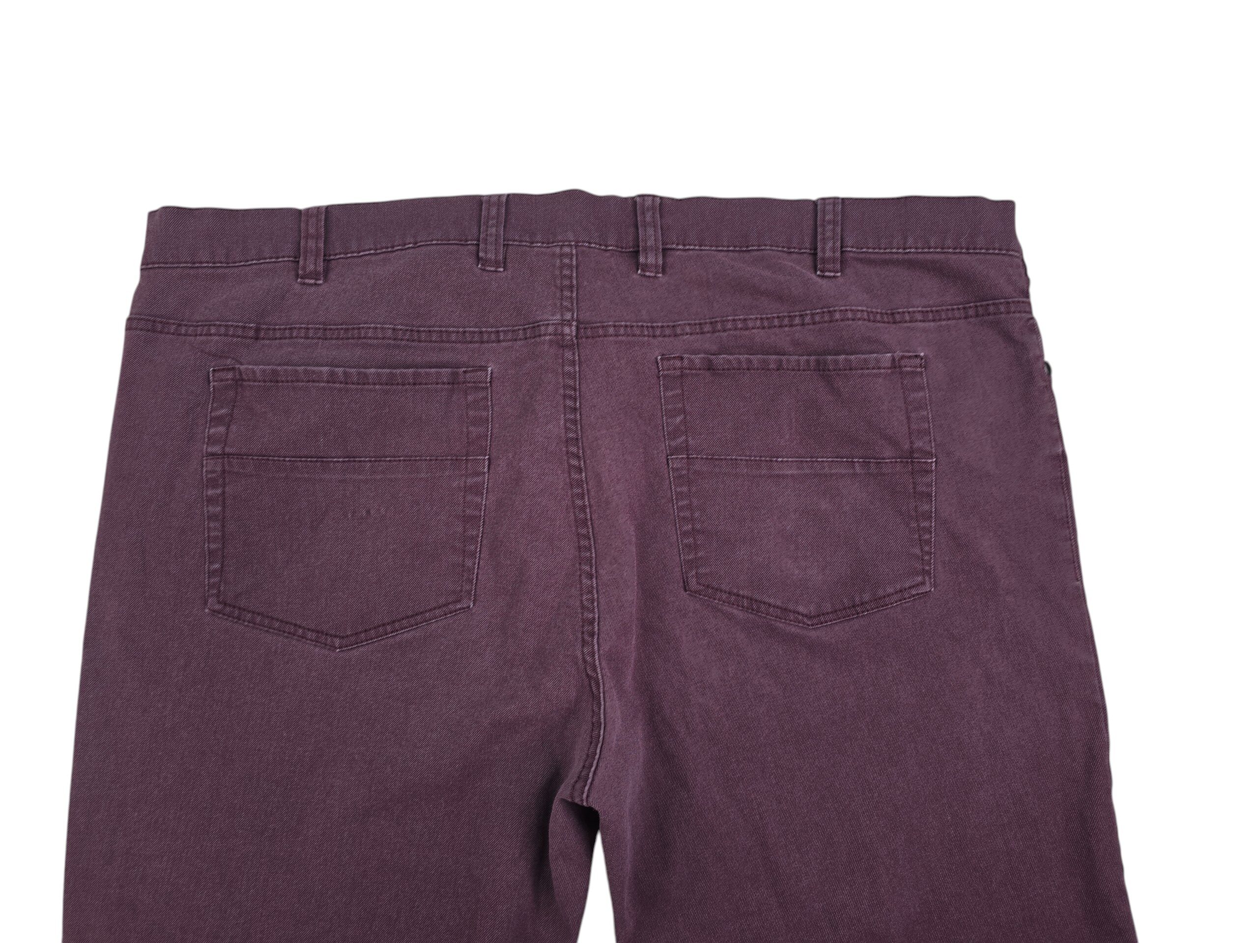 True Nation men's burgundy denim jeans back pocket detail