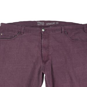 True Nation men's burgundy denim jeans straight fit waist and front pocket detail