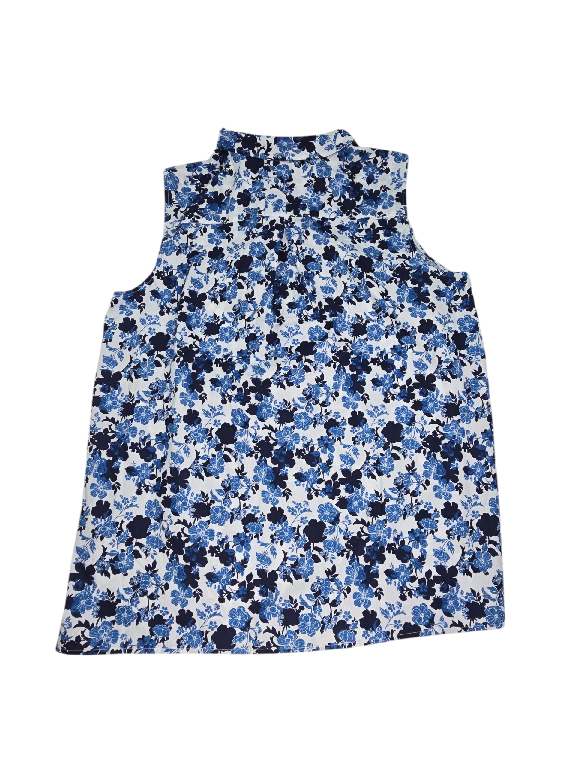 Woman Within sleeveless blouse back view