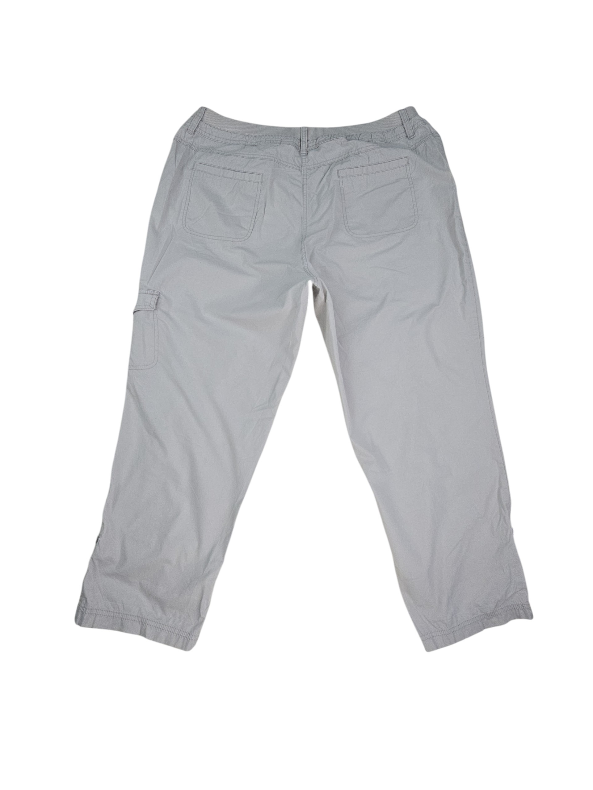 Chico's cargo capri pants back view light gray cropped pants