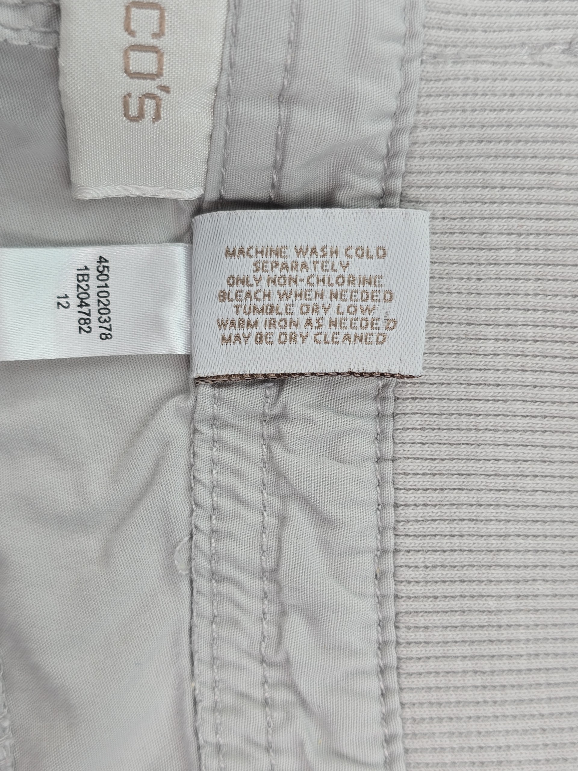 Chico's cargo capri pants care instruction tag