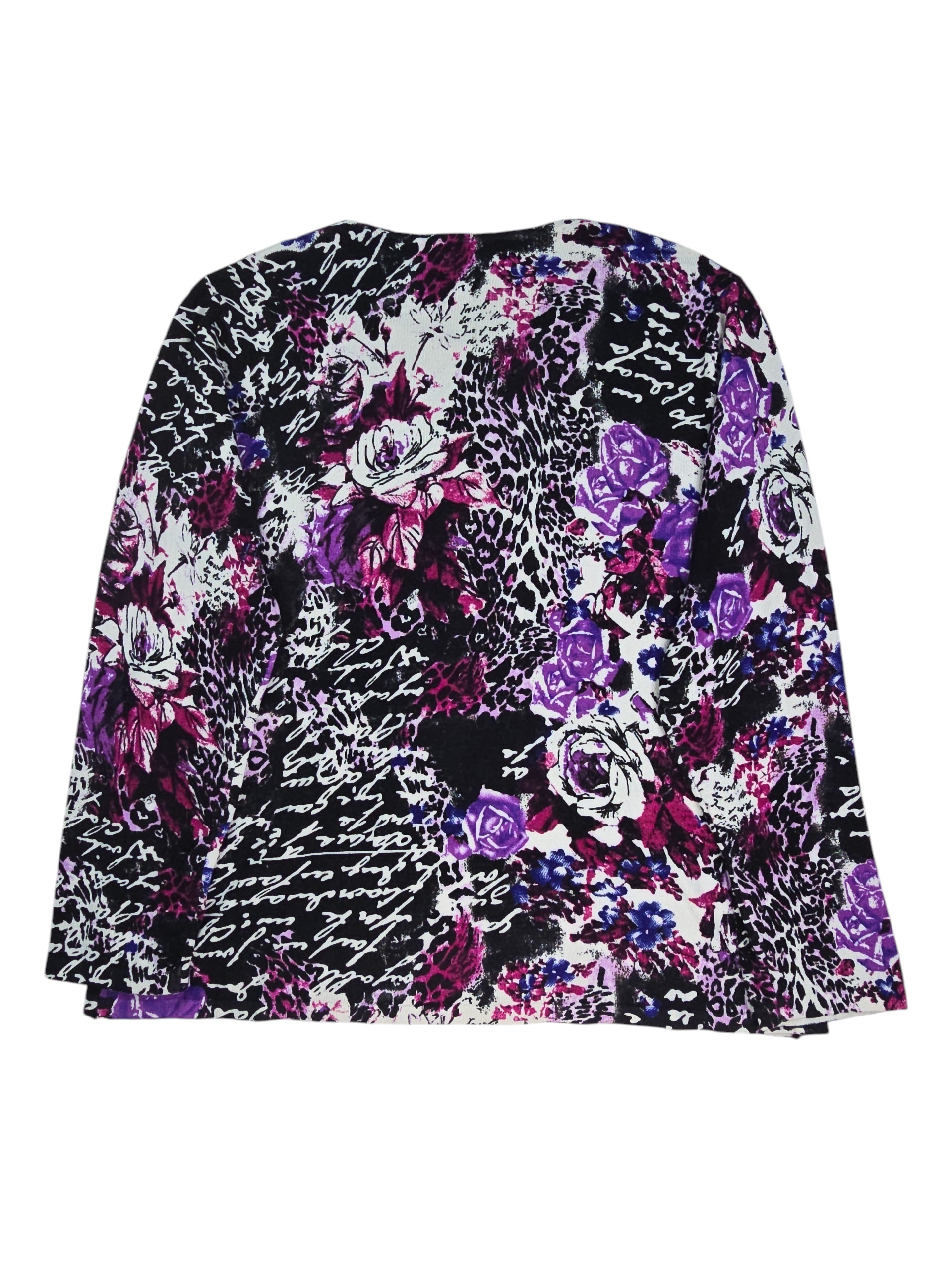 Pierri New York purple floral print sweater plus size 2X back view