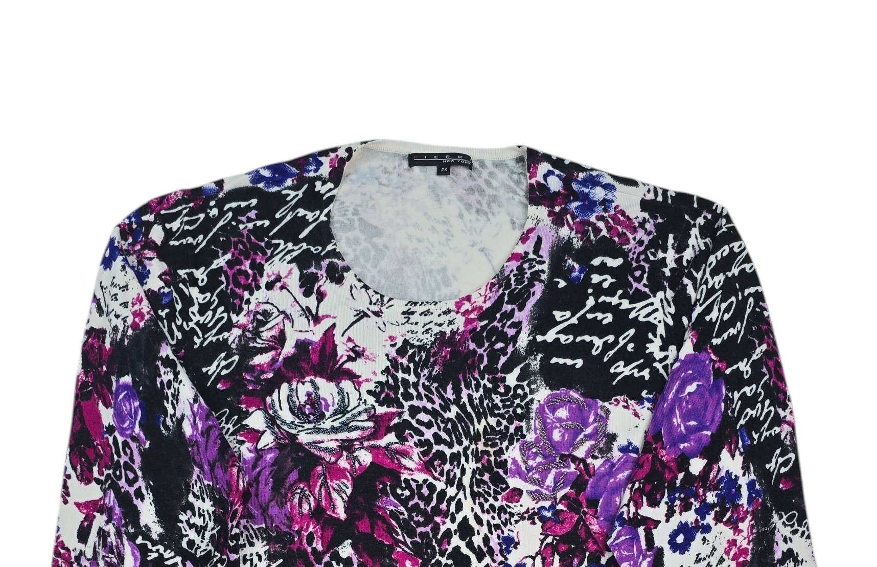 Pierri New York | Purple Floral Print Sweater | Plus Size 2X - Image 3