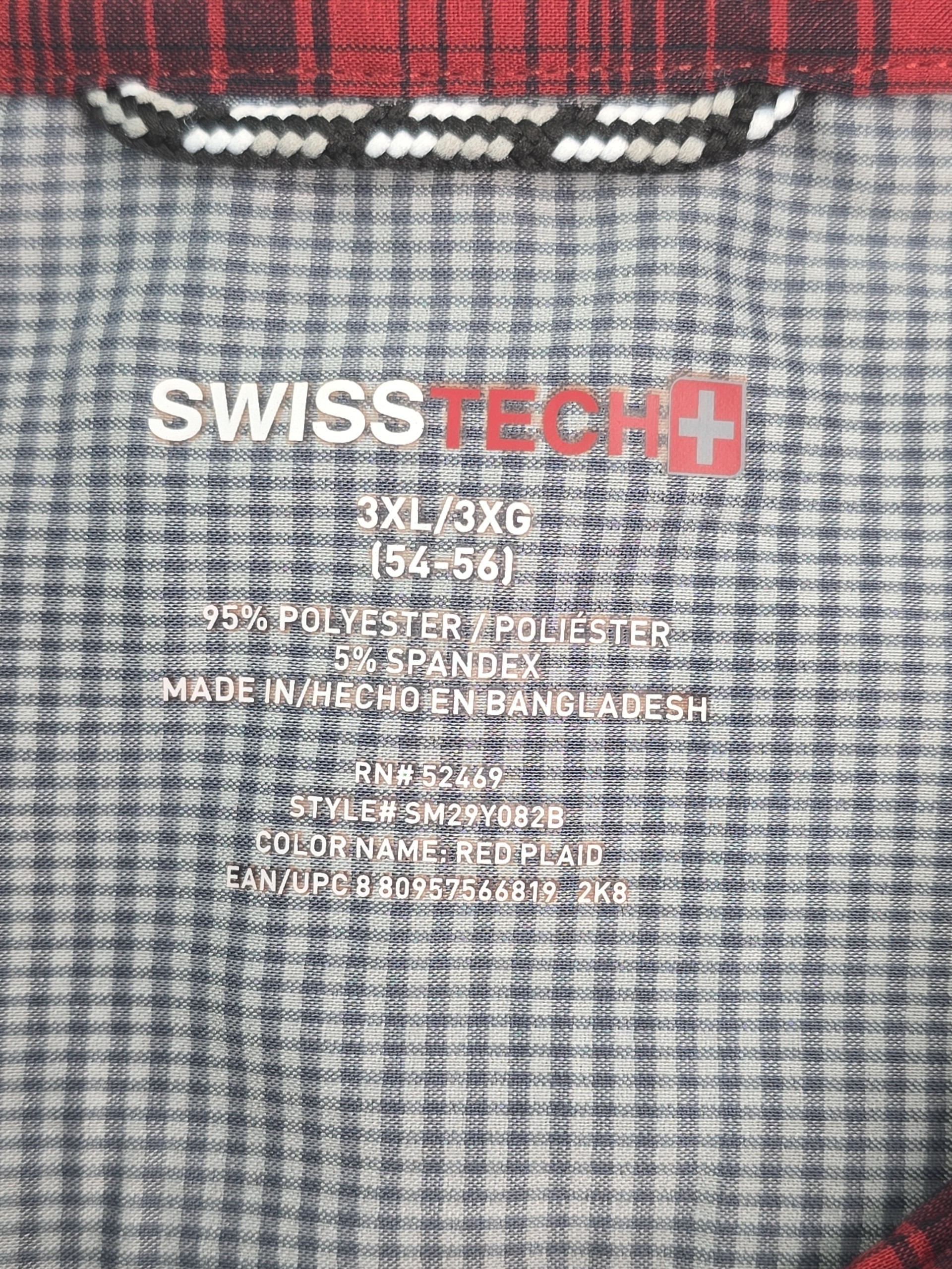 Swiss Tech 3XL size label with material content information