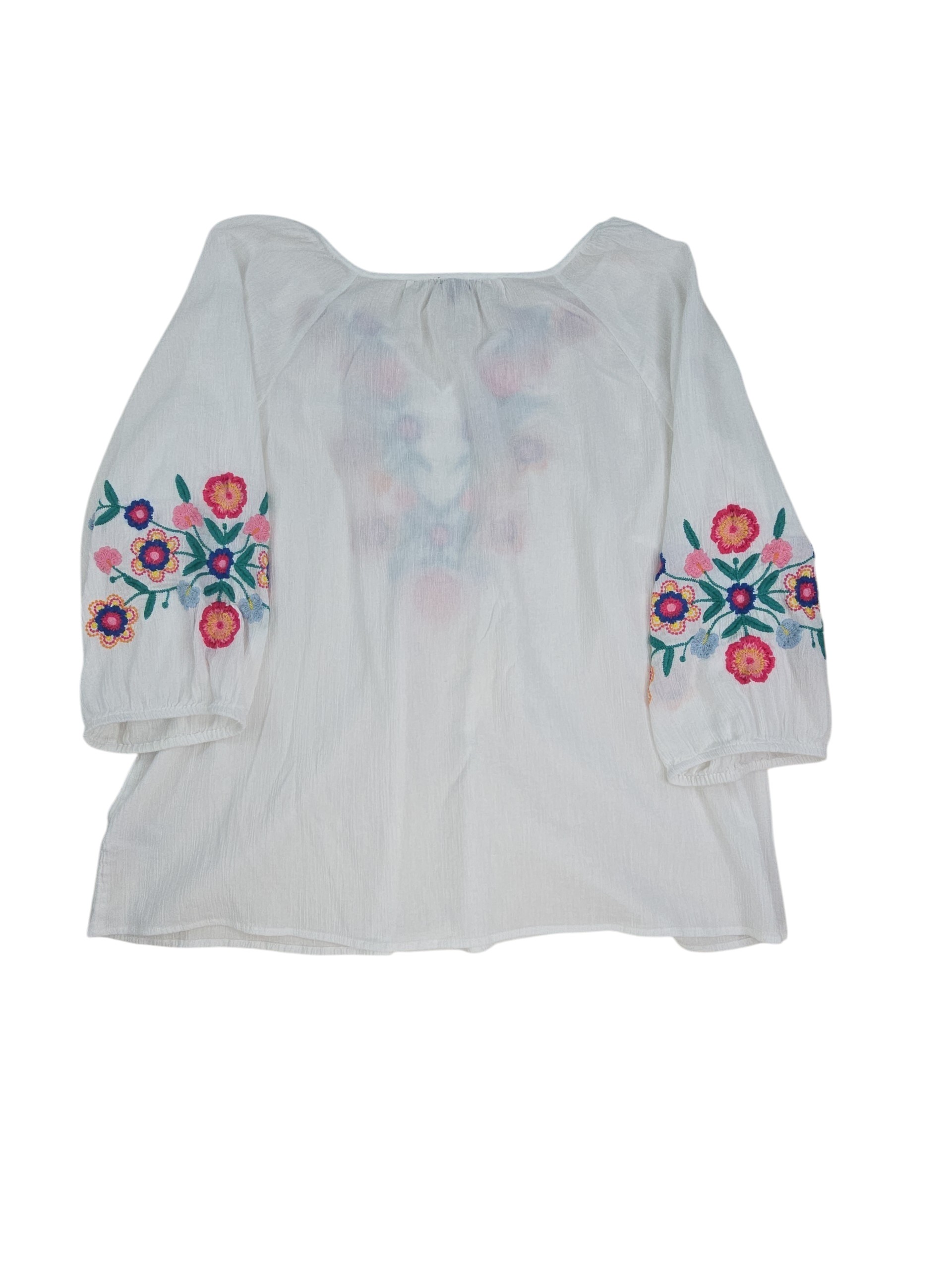 Back view of Talbots white embroidered peasant blouse plus size 2X