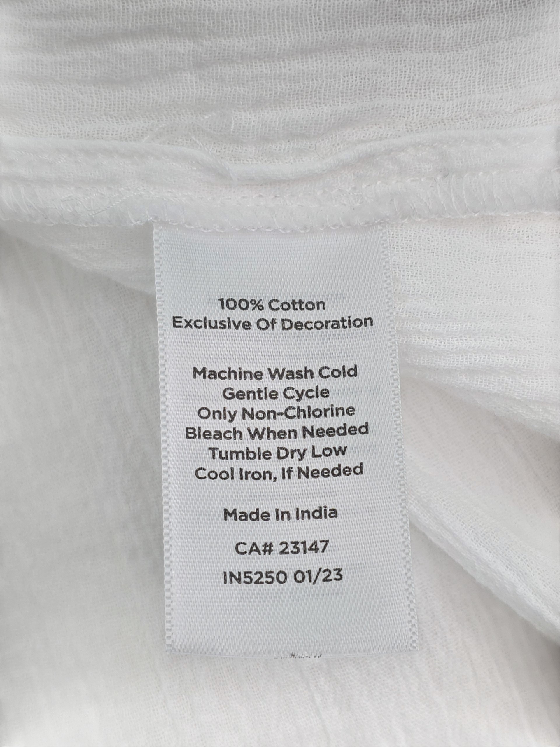 Talbots embroidered blouse material content and care instructions tag