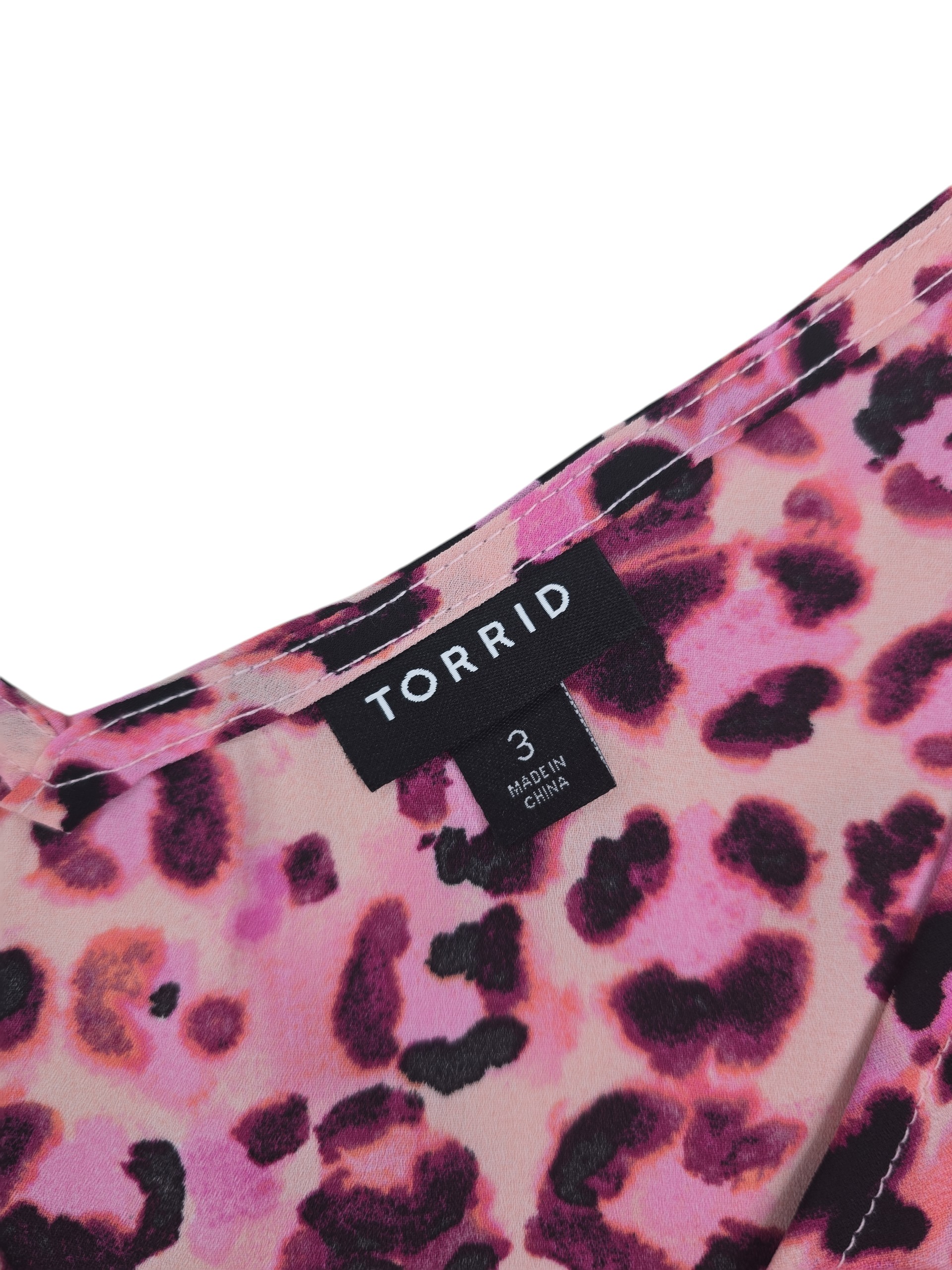 Torrid size 3 brand tag on pink leopard print chiffon camisole